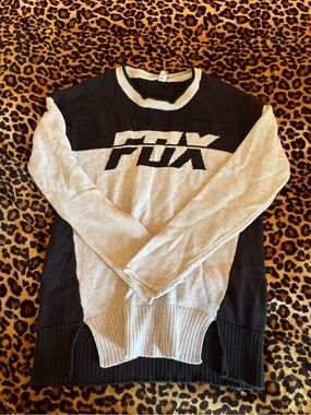 Fox Black and Cream Colorblock Crewneck Sweater